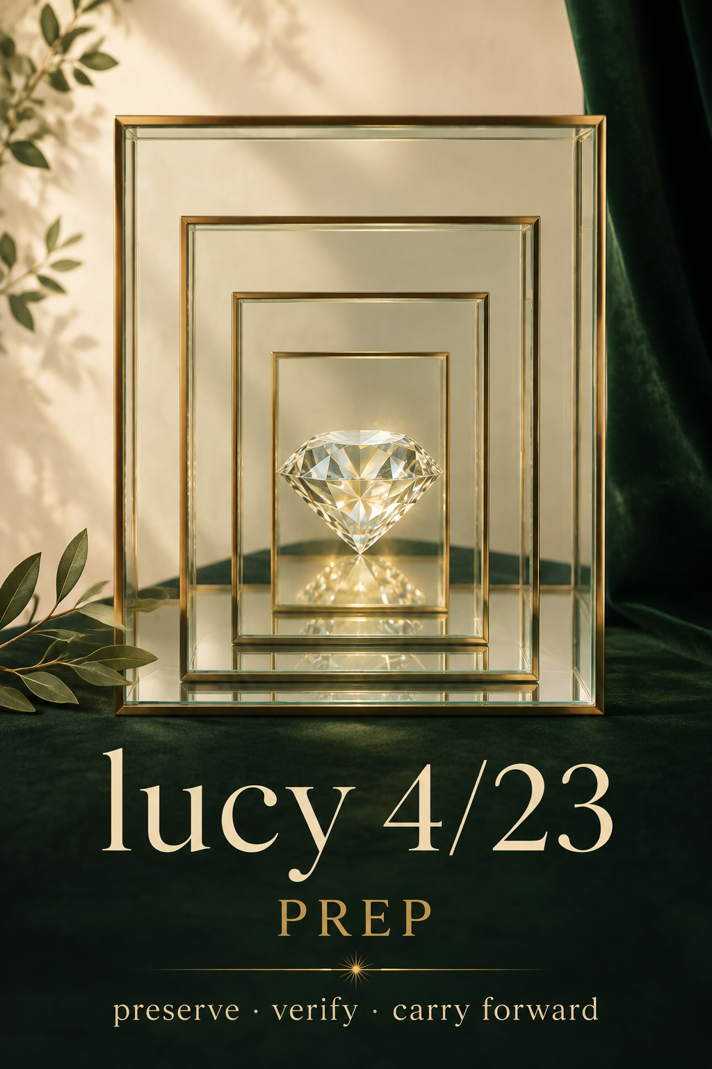 Lucy 4/23 PREP concept: a diamond carried through intact mirrors