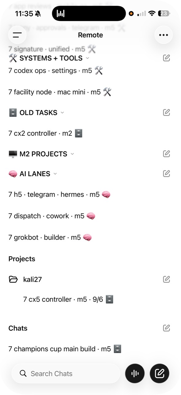 Codex phone · old tasks and projects