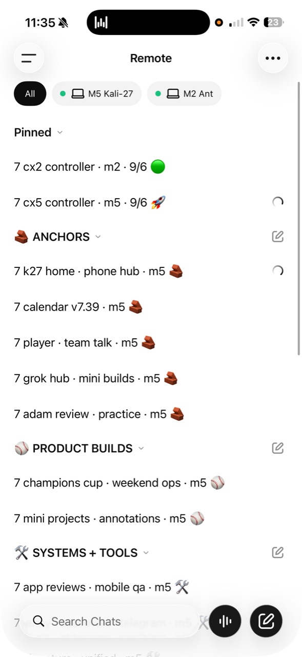 Codex phone · pinned tasks and anchors